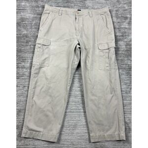 Basic Editions Pants‎ Womens 44x30 Beige Cargo Straight Leg Cotton Casual